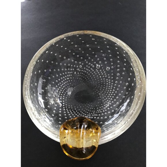 Vtg Mid Century Murano Italian Art Glass Two Cigarette Ashtray Dish Gold - Picture 6 of 8